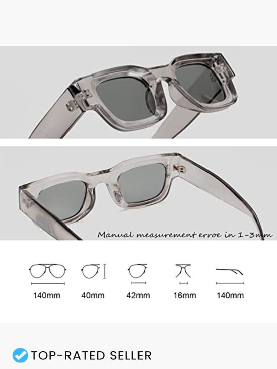 Retro Rectangle Polarized Sunglasses Chunky Square Thick Frame UV400 Protection main image 7